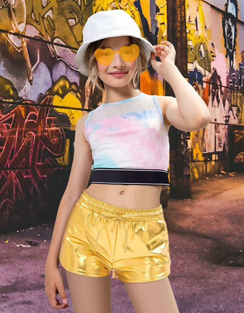 Load image into Gallery viewer, iMuchic Girls Metallic Dance Shorts Sparkly Hot Pants Gold Size Small
