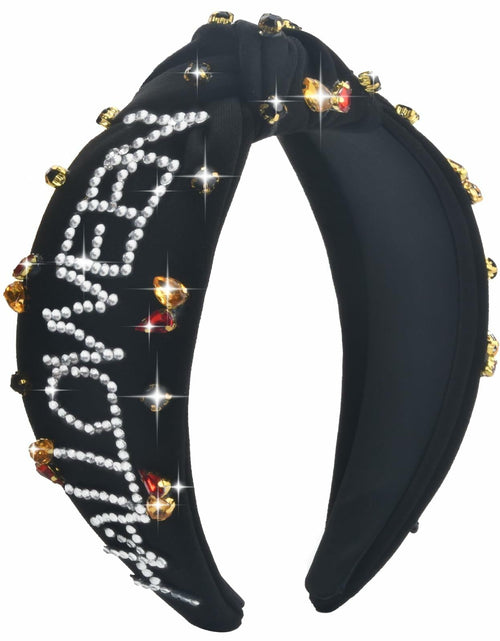Load image into Gallery viewer, ABONDEVER Halloween Rhinestone Pumpkin Headband Black Orange Plaid
