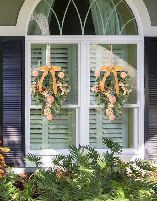 Load image into Gallery viewer, Super Holiday 2pcs Artificial Green Plant Christmas Wreath Velvet Bow
