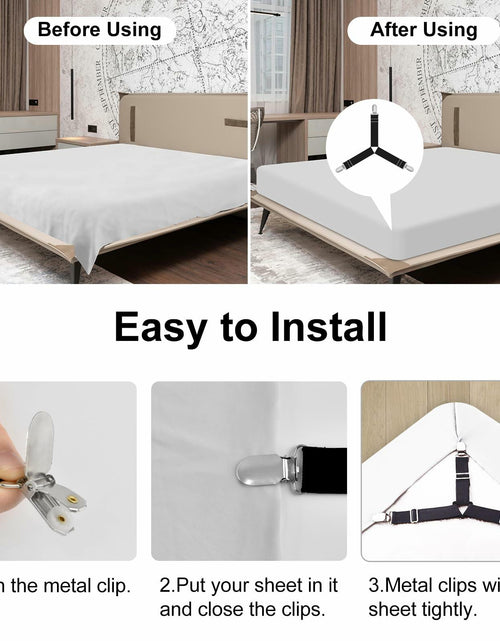 Load image into Gallery viewer, Heuihm Bed Sheet Holder Straps 4pcs Lock Strip Fit All Mattress White Medium
