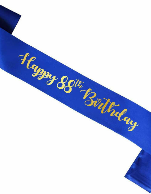 Load image into Gallery viewer, Blue Happy 88th Birthday Sash Gold Foil Party Accessory
