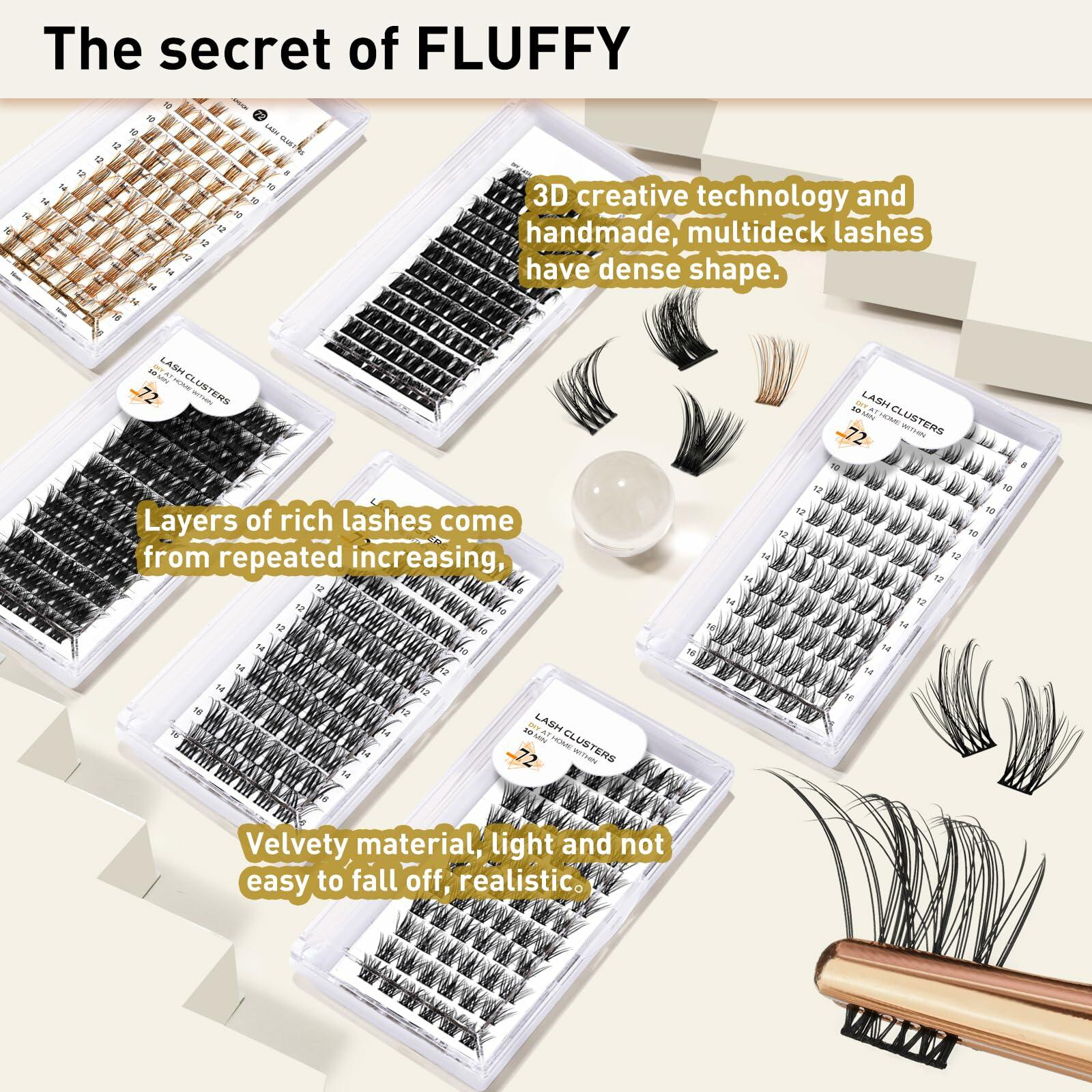 Lash Clusters B03 D Curl 18mm DIY Wispy Volume Eyelash Extensions 72pcs