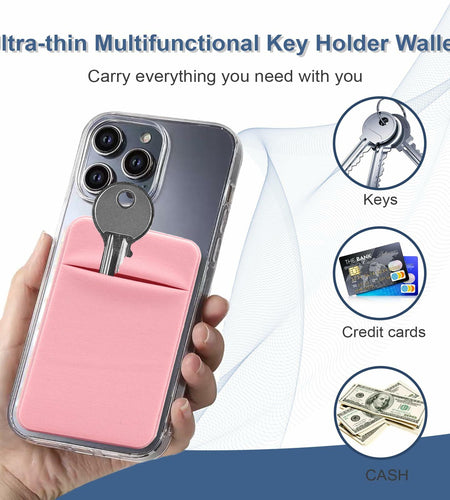 KARENSKEYS 2PCS Key Sleeve Stretchy Keys Organizer Slim Card Holder Pink