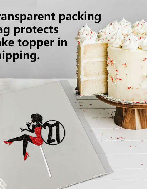 Load image into Gallery viewer, HEYUWING Red Silhouette Glitter Lipstick 33 Girl Cake Topper Picks Paper
