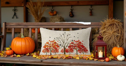 Load image into Gallery viewer, FELENIW Happy Fall Y’all Autumn Maple Leaf Lumbar Pillow Cover 12x20
