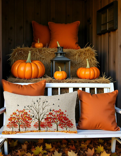 Load image into Gallery viewer, FELENIW Happy Fall Y’all Autumn Maple Leaf Lumbar Pillow Cover 12x20
