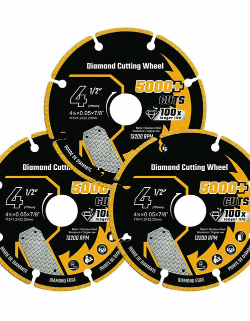Load image into Gallery viewer, Revvstark 4.5in Diamond Cut Off Wheel 7/8" Arbor Metal Cutting Disc
