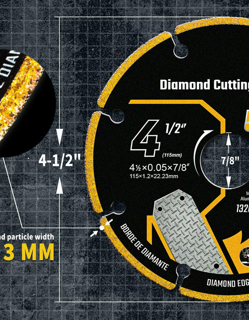 Load image into Gallery viewer, Revvstark 4.5in Diamond Cut Off Wheel 7/8" Arbor Metal Cutting Disc
