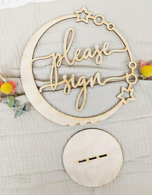 Load image into Gallery viewer, Celestial Please Sign Wedding Sign Rustic Just Married Wooden Decoration
