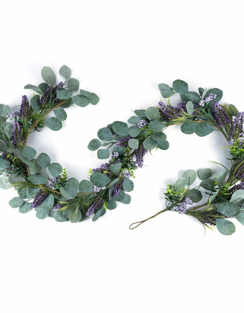 Load image into Gallery viewer, Chiyinbao 6FT Purple Flower Garland Artificial Eucalyptus Wedding Home Decor
