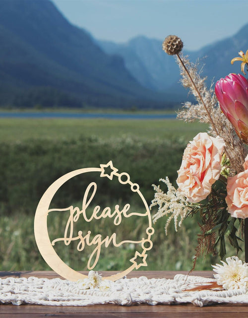 Load image into Gallery viewer, Celestial Please Sign Wedding Sign Rustic Just Married Wooden Decoration
