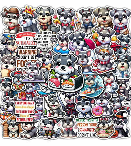 BIGZORO Schnauzer Dog Stickers Pack 50 PCS Waterproof Vinyl Decals