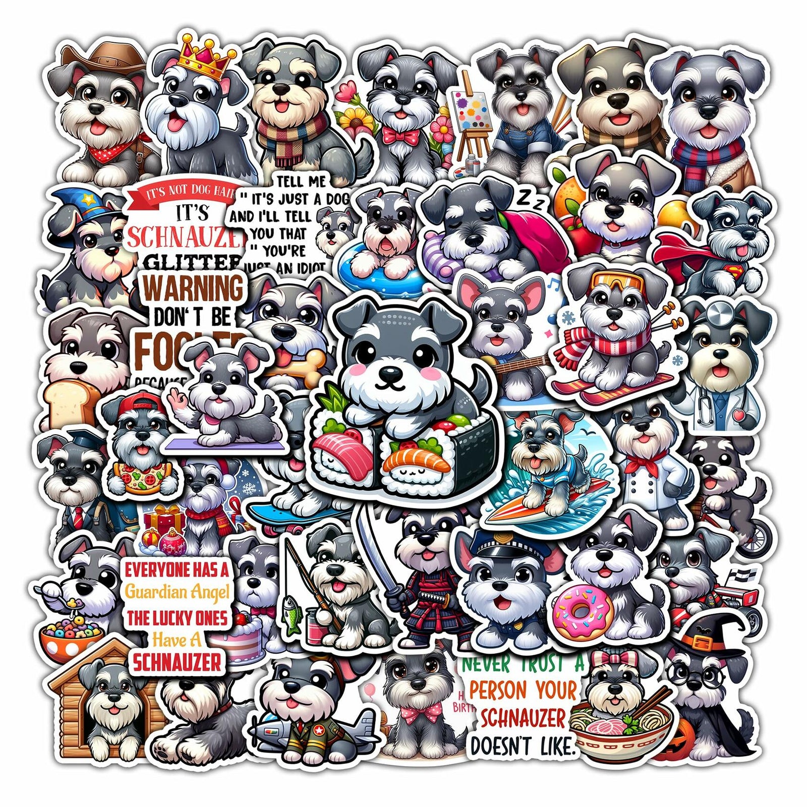 BIGZORO Schnauzer Dog Stickers Pack 50 PCS Waterproof Vinyl Decals