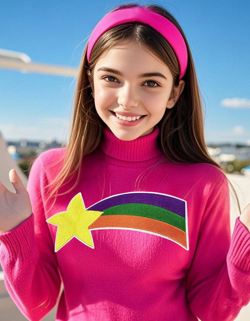 Load image into Gallery viewer, TOMIGO Women Costume Accessories Hot Pink Headband Rainbow Star Patch 1 Count

