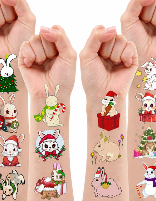 Load image into Gallery viewer, Christmas Temporary Tattoos Bunny Stickers 10 Sheets 100pcs Kids Party
