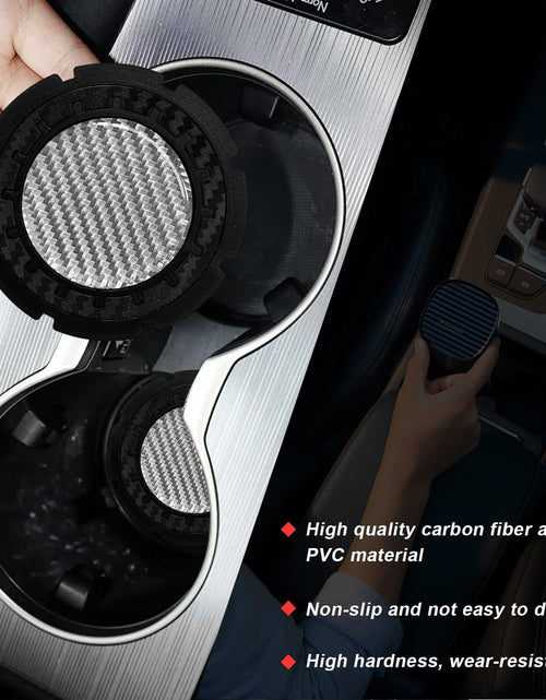 Load image into Gallery viewer, Dickno Car Cup Holder Inserts 2 Pack 2.75in Carbon Fiber Non Slip Silver
