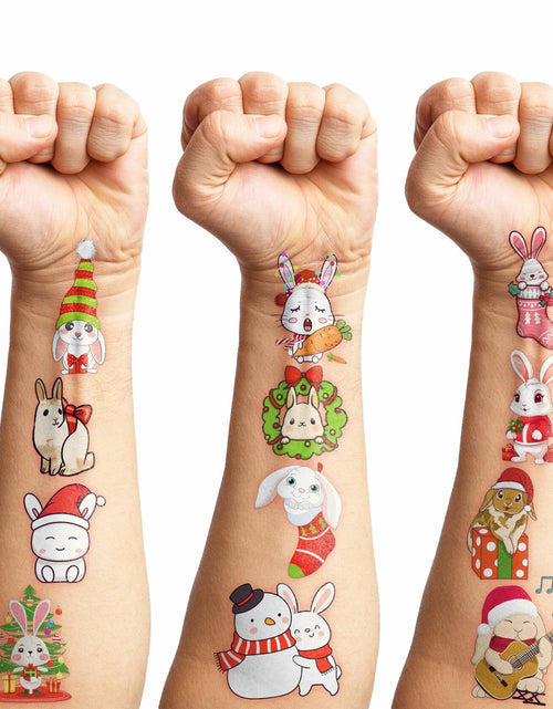 Load image into Gallery viewer, Christmas Temporary Tattoos Bunny Stickers 10 Sheets 100pcs Kids Party
