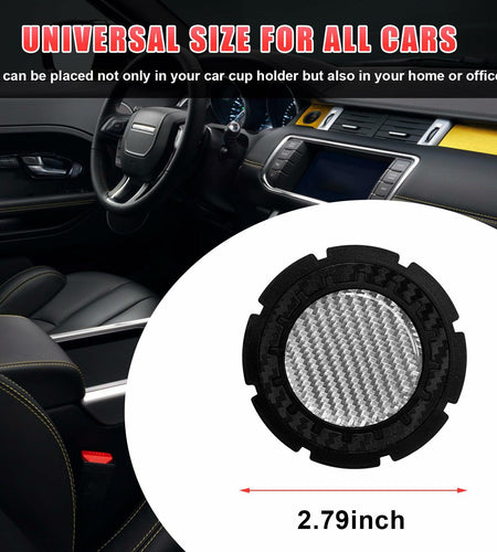 Dickno Car Cup Holder Inserts 2 Pack 2.75in Carbon Fiber Non Slip Silver