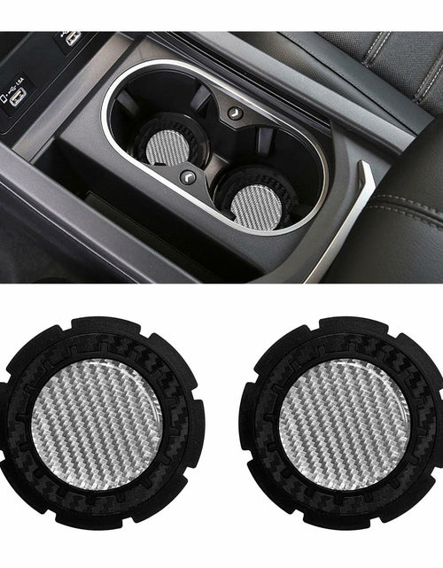 Load image into Gallery viewer, Dickno Car Cup Holder Inserts 2 Pack 2.75in Carbon Fiber Non Slip Silver
