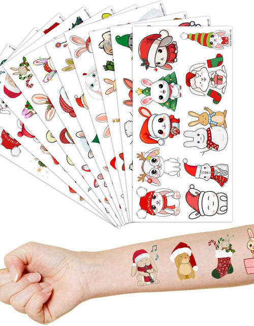 Load image into Gallery viewer, Christmas Temporary Tattoos Bunny Stickers 10 Sheets 100pcs Kids Party
