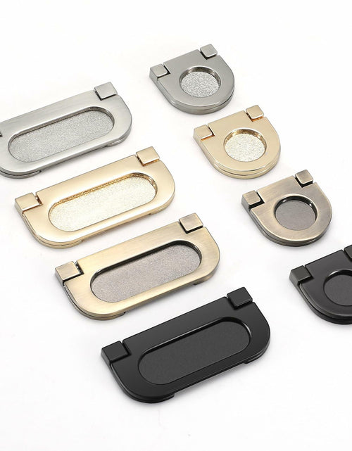 Load image into Gallery viewer, Evionlin Flush Pull Handles 2 Pack Black Recessed Drawer Cabinet Pulls
