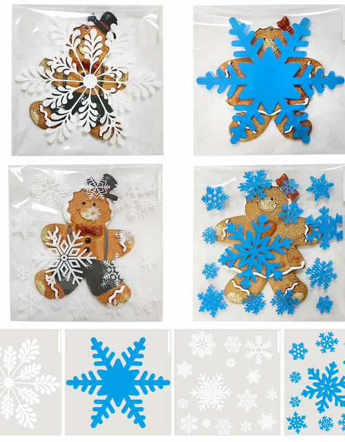 Load image into Gallery viewer, QOIUSO Christmas Cookie Bags 4x4 Inch Snowflake Design 100 Pcs Plastic
