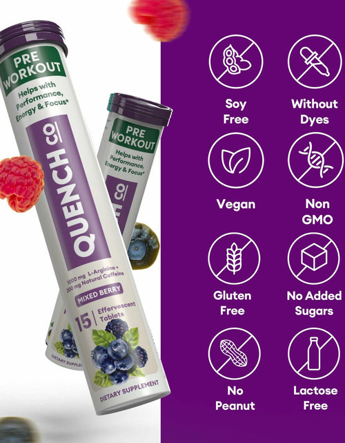 Load image into Gallery viewer, Quench Pre Workout Tablets Energy Focus Hydration Vegan 30ct EXP 04/2026
