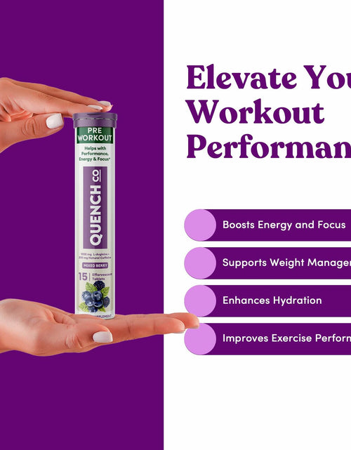Load image into Gallery viewer, Quench Pre Workout Tablets Energy Focus Hydration Vegan 30ct EXP 04/2026
