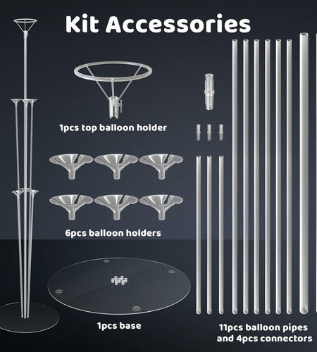 SINBEE 6 Set Balloon Arch Kit with Base Sticks Stand for Birthday Party