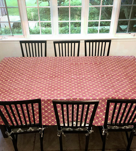Flannel Backed Vinyl Tablecloth 60x120 Oblong Diamond Rust Pattern