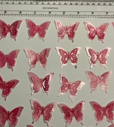 Unbranded x24 3D Double Shad Edible Wafer Butterflies for Cake Cupcakes