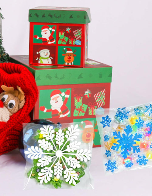 Load image into Gallery viewer, QOIUSO Christmas Cookie Bags 4x4 Inch Snowflake Design 100 Pcs Plastic
