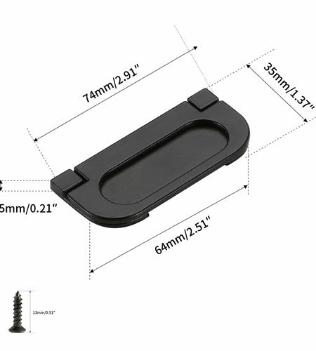 Evionlin Flush Pull Handles 2 Pack Black Recessed Drawer Cabinet Pulls