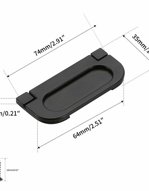 Load image into Gallery viewer, Evionlin Flush Pull Handles 2 Pack Black Recessed Drawer Cabinet Pulls
