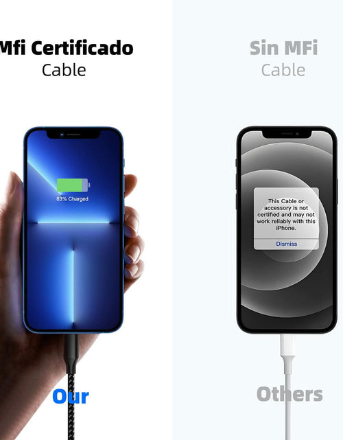 Load image into Gallery viewer, MenoSupp iPhone Charger 3 Pack 10FT Nylon Braided Lightning Cable BlackWhite
