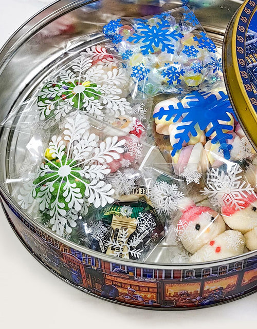 Load image into Gallery viewer, QOIUSO Christmas Cookie Bags 4x4 Inch Snowflake Design 100 Pcs Plastic
