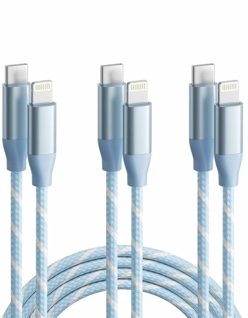 Load image into Gallery viewer, MenoSupp USB C to Lightning Cable 3 Pack 6FT White Blue Fast Charge
