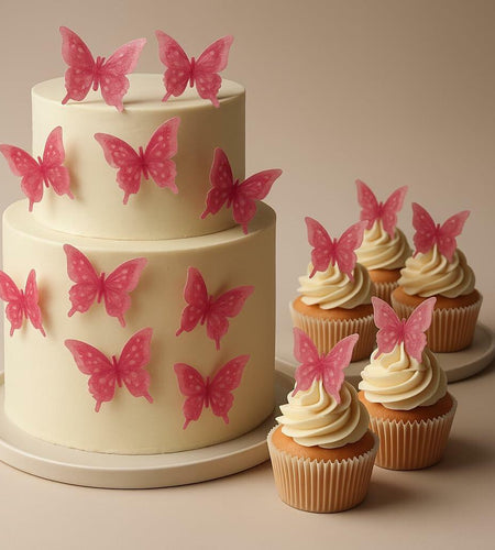 Unbranded x24 3D Double Shad Edible Wafer Butterflies for Cake Cupcakes