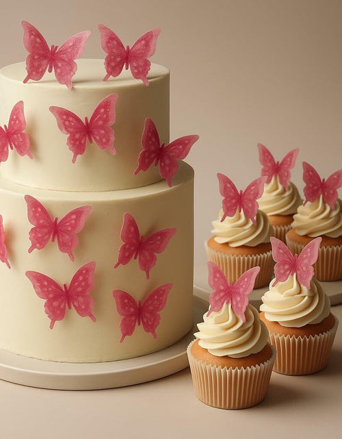 Load image into Gallery viewer, Unbranded x24 3D Double Shad Edible Wafer Butterflies for Cake Cupcakes

