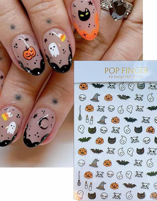 Load image into Gallery viewer, Halloween 5D Nail Art Decals Spider Web Ghost 3D Self Adhesive 2 Sheets
