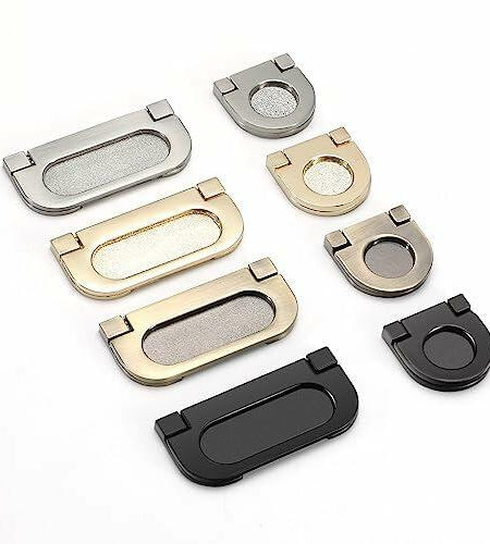 Evionlin Flush Pull Handles 2 Pack Black Recessed Drawer Cabinet Pulls