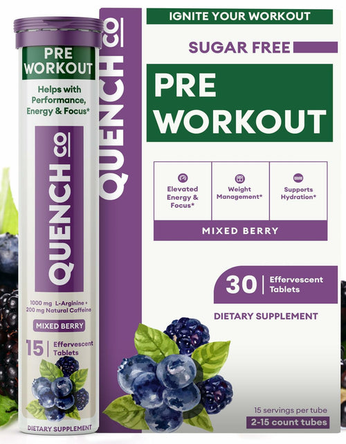 Load image into Gallery viewer, Quench Pre Workout Tablets Energy Focus Hydration Vegan 30ct EXP 04/2026
