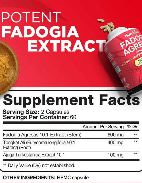 Load image into Gallery viewer, BestBy10/25 Nutrivein Fadogia Agrestis Tongkat Ali Turkesterone 1100mg 120 Caps
