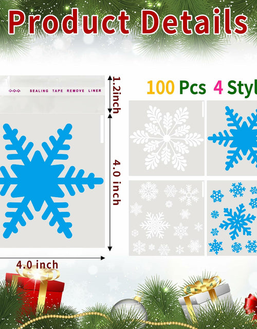 Load image into Gallery viewer, QOIUSO Christmas Cookie Bags 4x4 Inch Snowflake Design 100 Pcs Plastic
