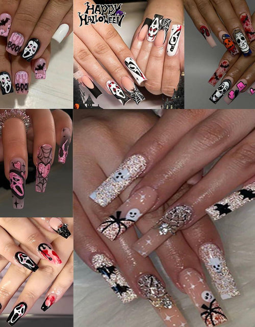 Load image into Gallery viewer, Halloween 5D Nail Art Decals Spider Web Ghost 3D Self Adhesive 2 Sheets

