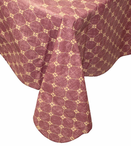 Flannel Backed Vinyl Tablecloth 60x120 Oblong Diamond Rust Pattern