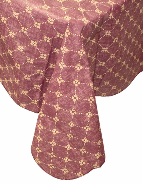 Load image into Gallery viewer, Flannel Backed Vinyl Tablecloth 60x120 Oblong Diamond Rust Pattern
