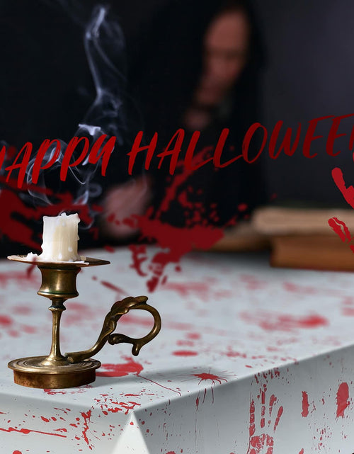 Load image into Gallery viewer, Newwiee Halloween Bloody Tablecloth Blood Handprint Zombie Decor 102x51in
