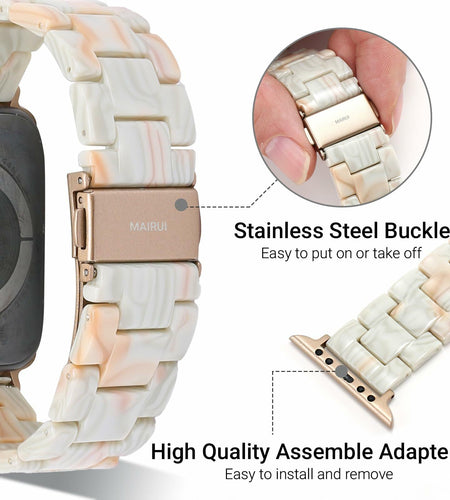 MAIRUI Resin Watch Band Compatible Apple Watch 38-41mm Series 1-9 Marble