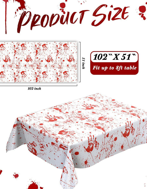 Load image into Gallery viewer, Newwiee Halloween Bloody Tablecloth Blood Handprint Zombie Decor 102x51in
